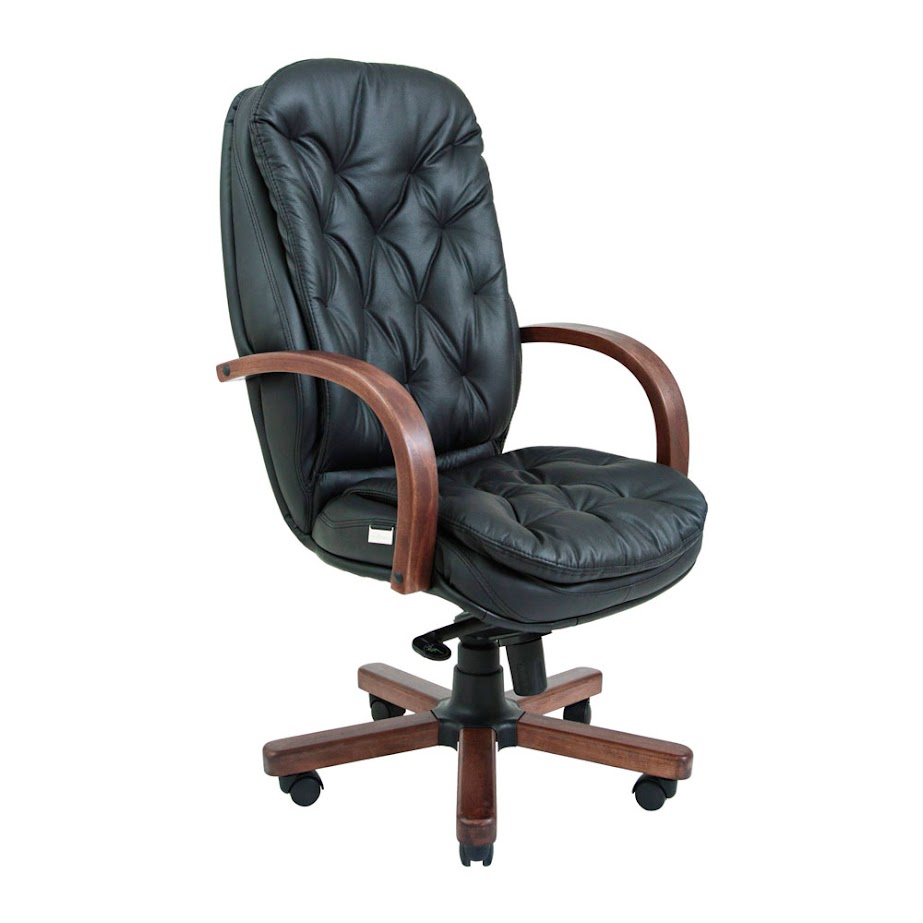 Крісло RICHMAN Венеція Вуд механізм M-3 (Multiblock) – оббивка Шкіра Люкс Чорна комбінована